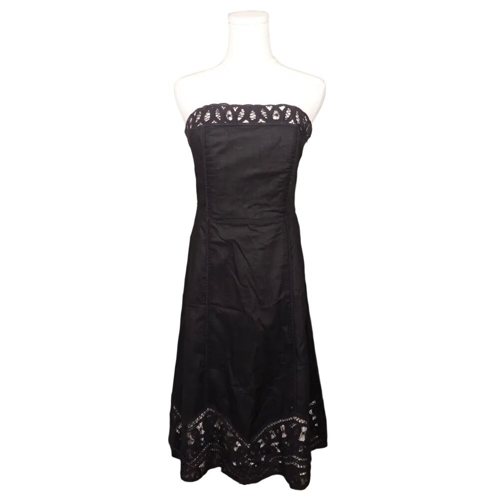 White House Black Market Vintage Black Strapless Dress with Laced Bottom (6)